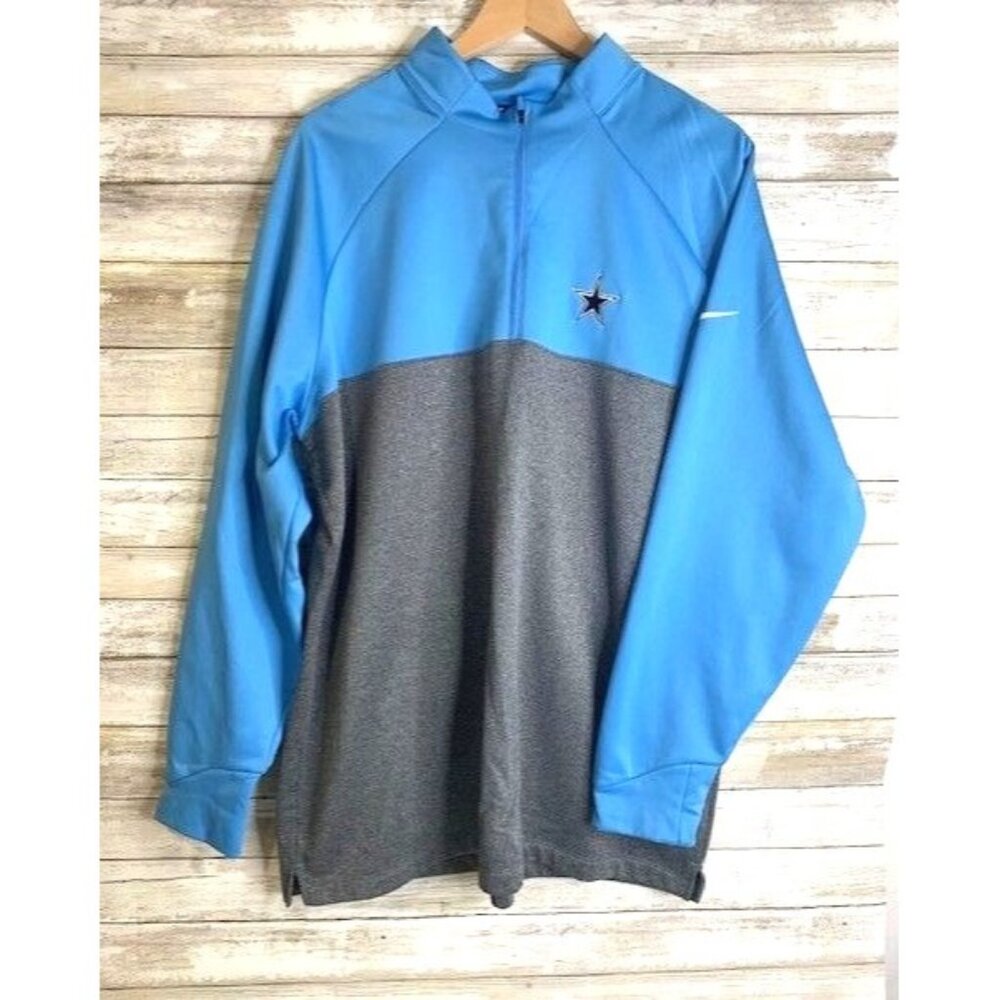 Nike Golf Dallas Cowboys 1/4 Zip Pullover Jacket XXL Blue & Gray Polyester Mens